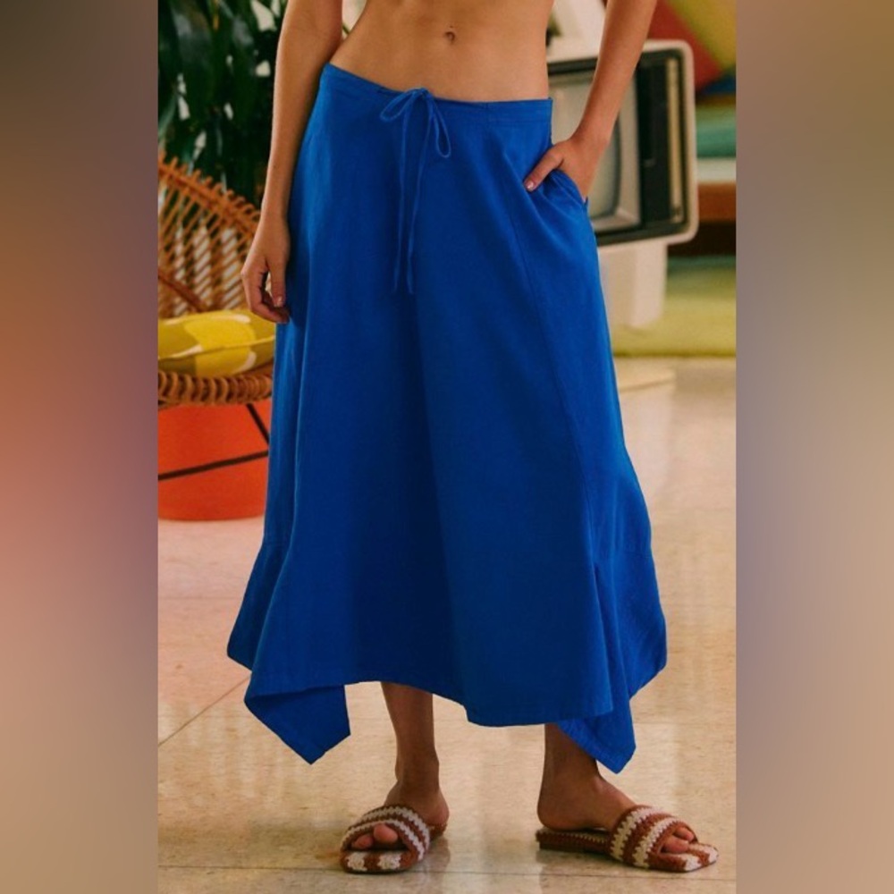 Free People Asymmetrical Blue Skirt, L